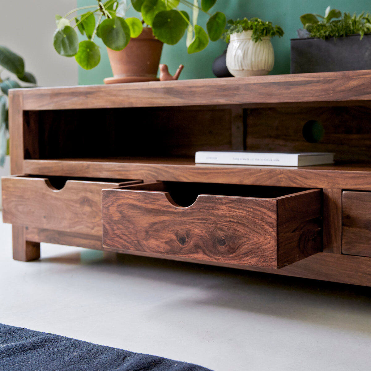 Mid-Century Modern Solid Wood TV Stand