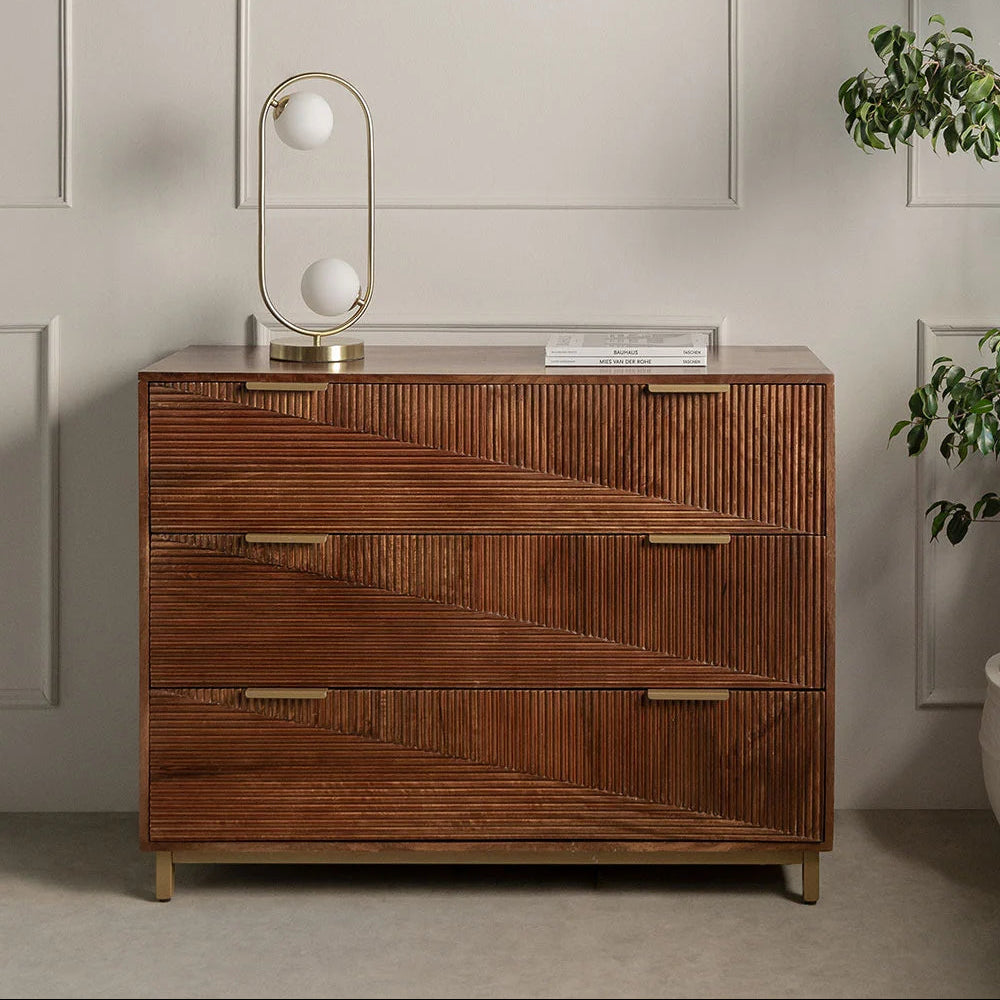 Bloom Solid Mango wood Chest of Drawer in Provincial Teak Finish
