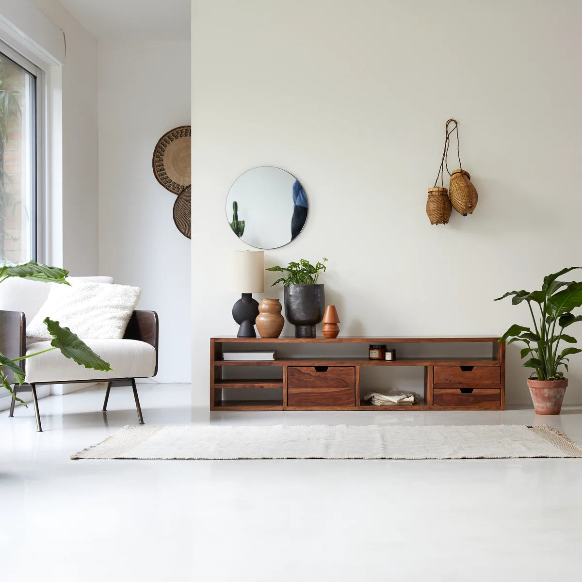 Modern Cube Rustic TV Unit Honey Oak Finish with Extensive Storage