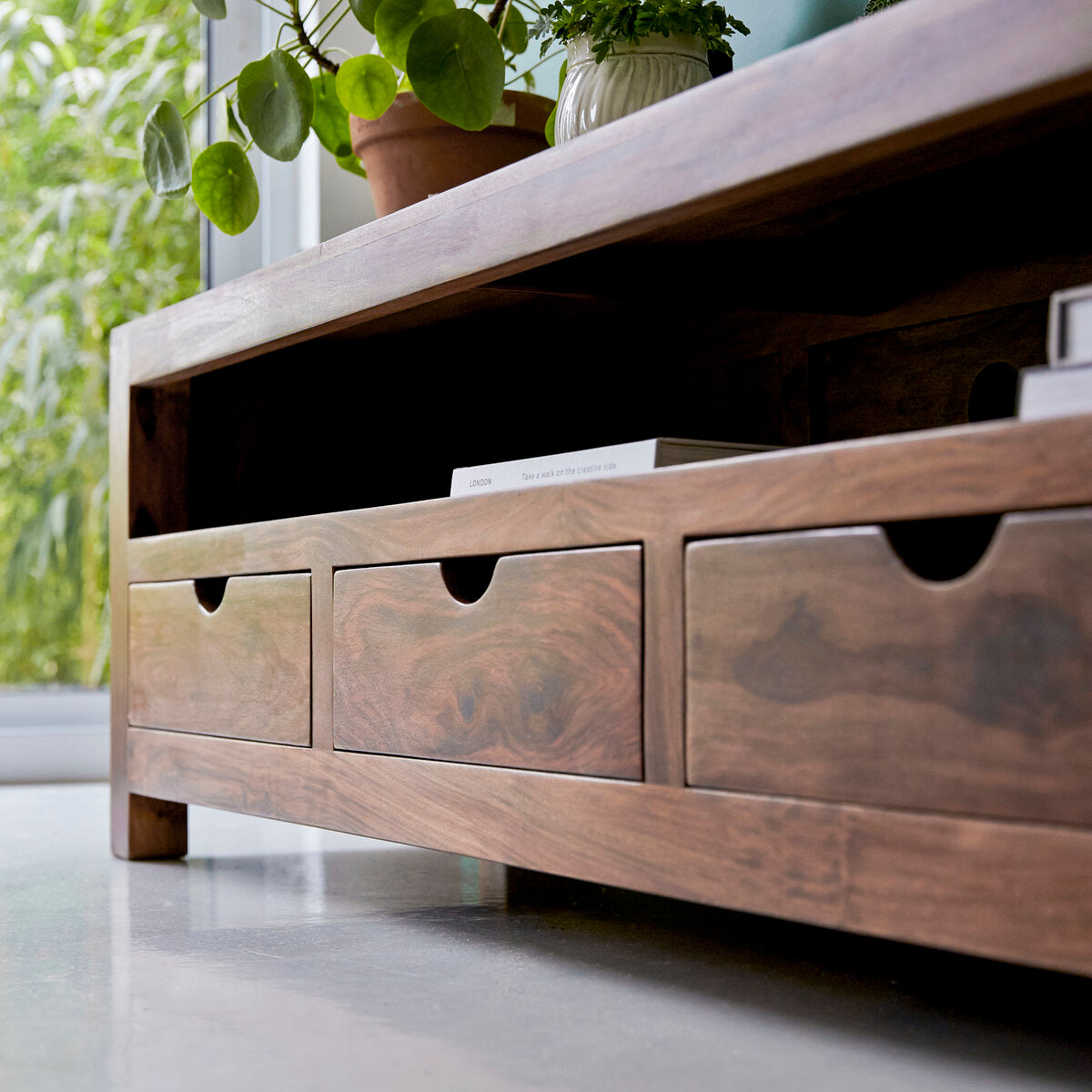 Mid-Century Modern Solid Wood TV Stand