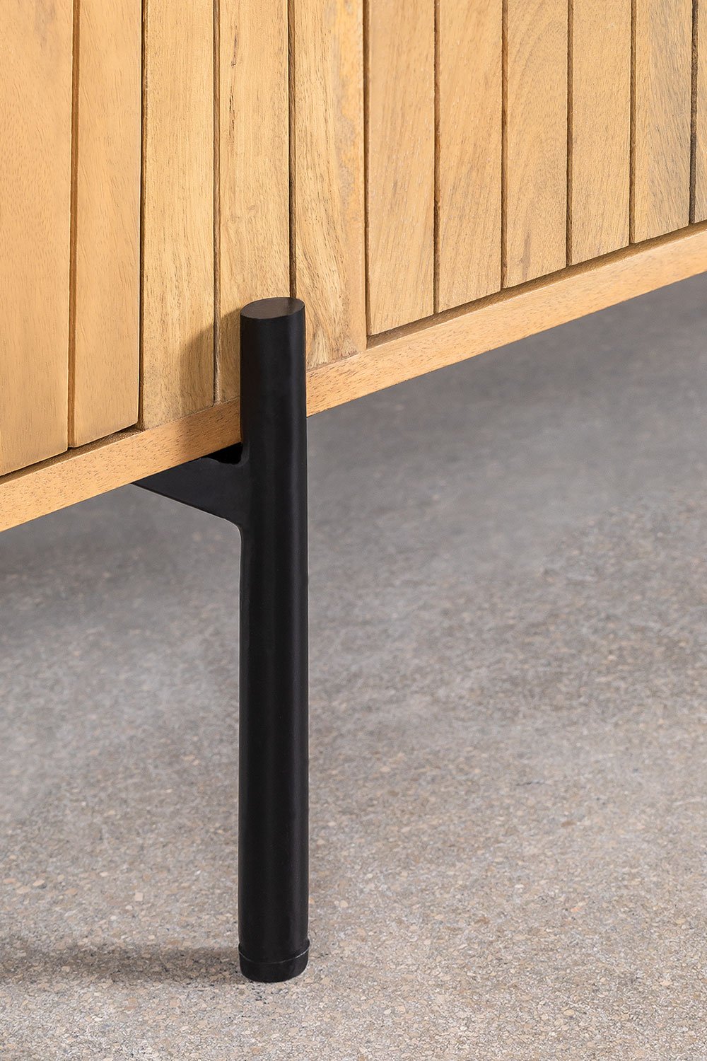 Fluted Curve Mango Wood Sideboard  with Black Metal Legs