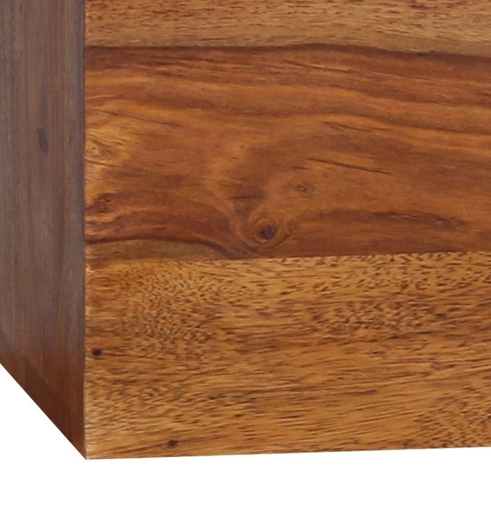 Sheesham Wood Floating Cube Wall Shelf in Teak Finish