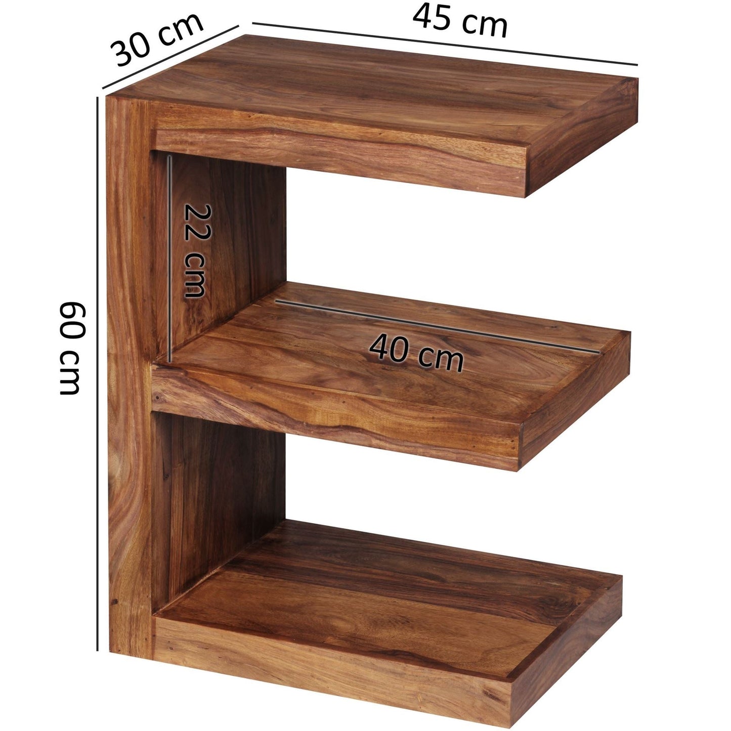 E- Shaped Solid Sheesham Wood Side Table