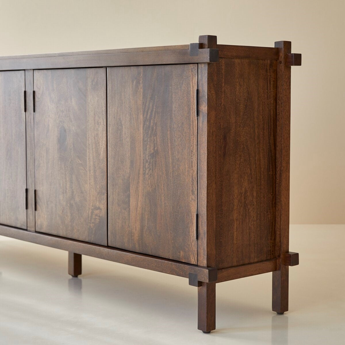 Zen Sanctuary Mango Wood Sideboard | 4-Door Storage with Minimalist Joinery