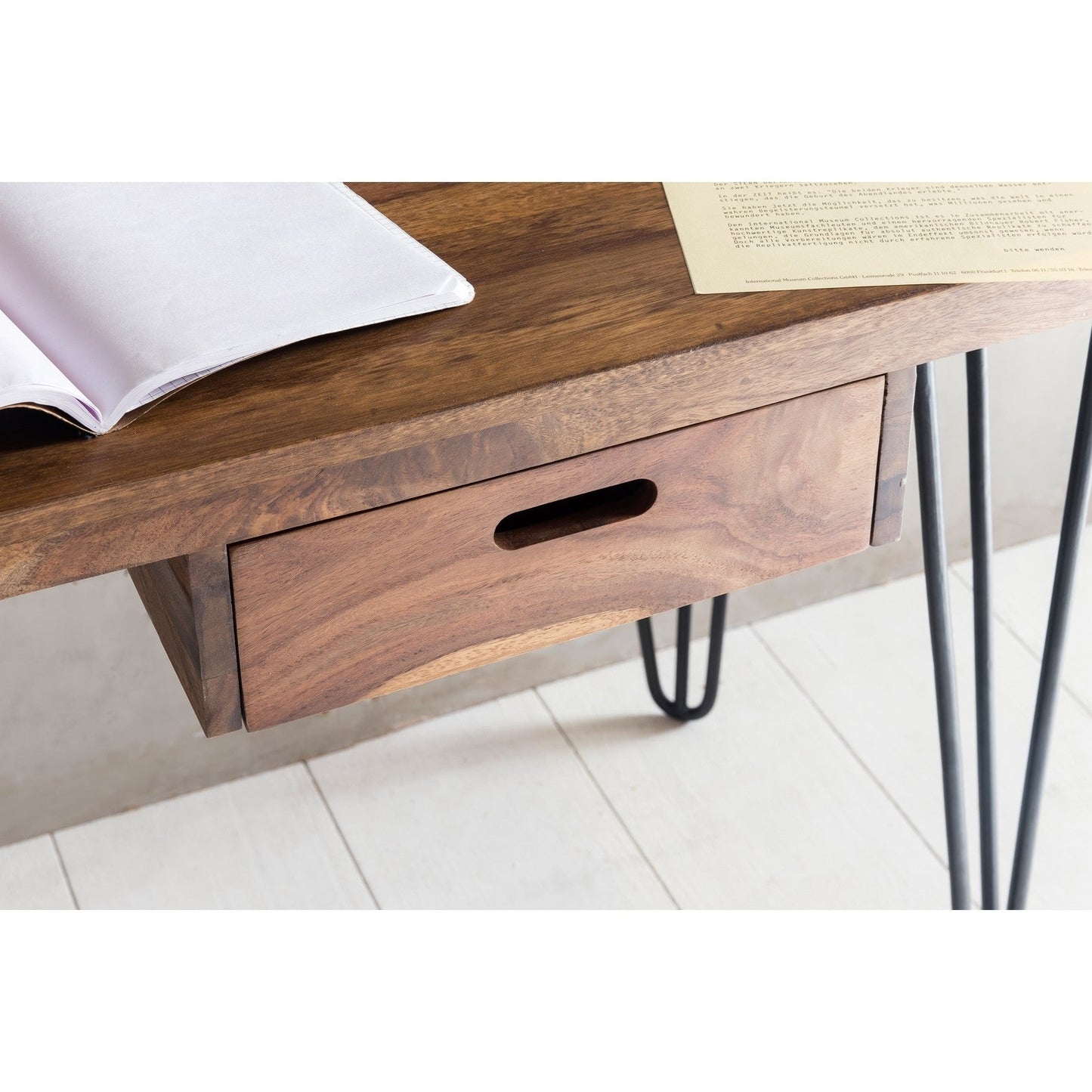 Solid Wood Sheesham Study Table | Rustic Modern Home Office Writing Desk