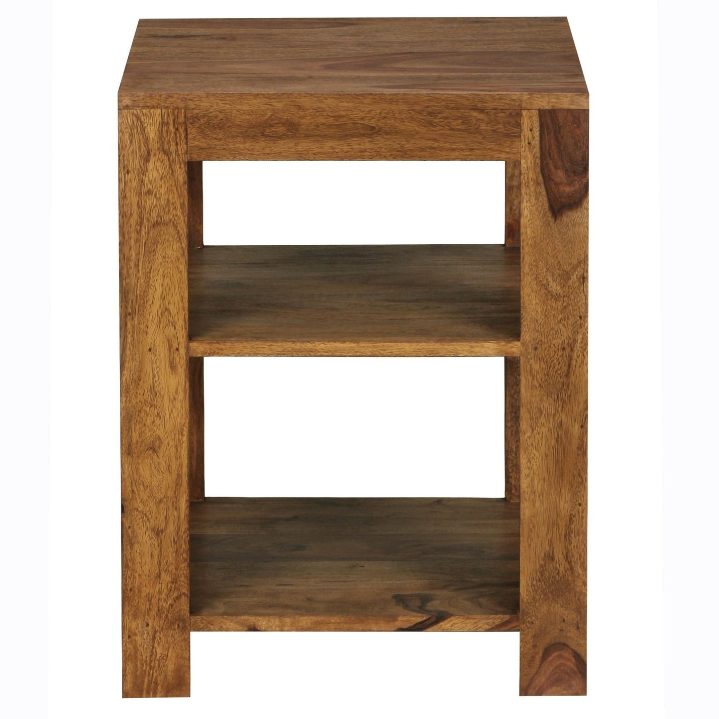 Cube Design Solid Wood Sheesham Side Table with Storage