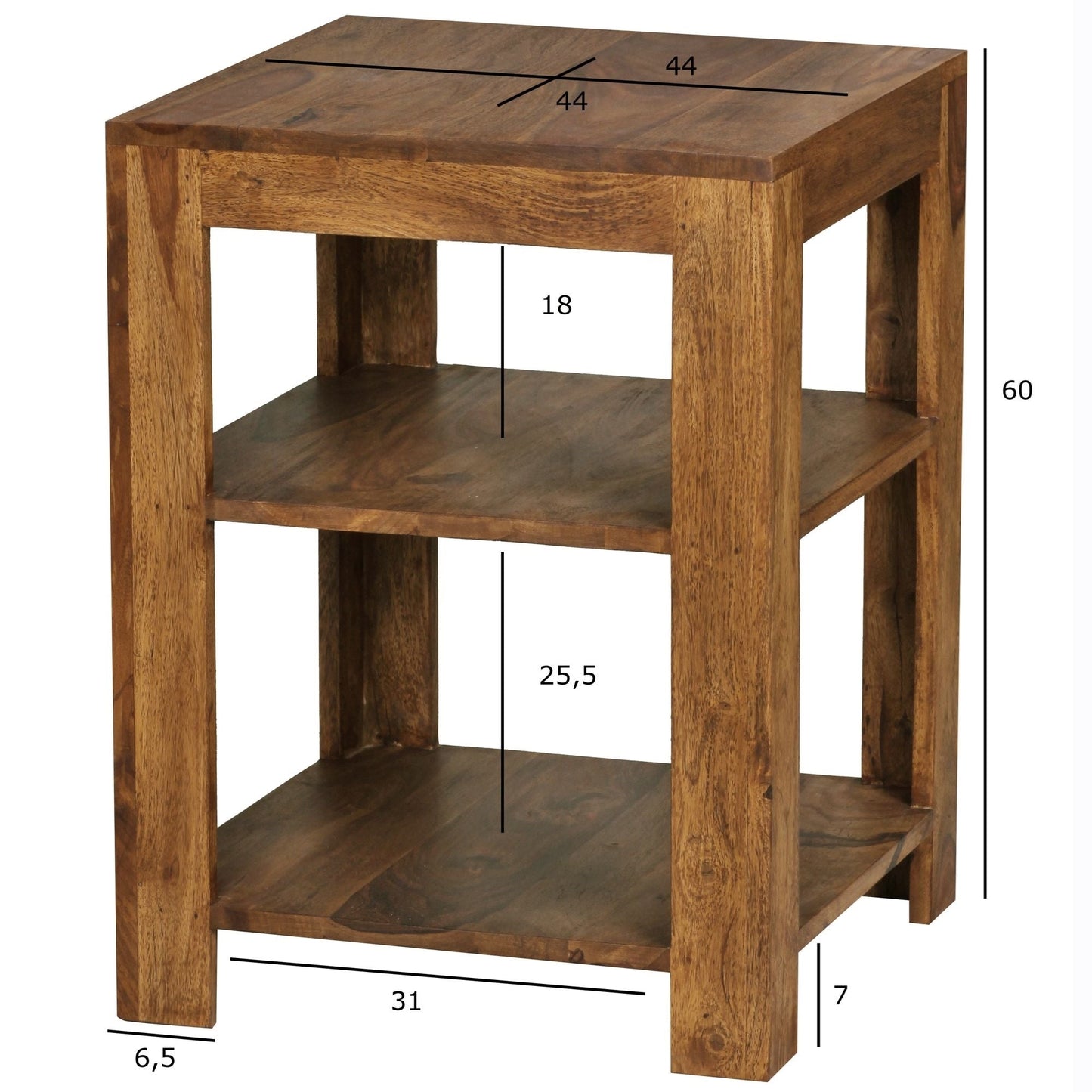 Cube Design Solid Wood Sheesham Side Table with Storage