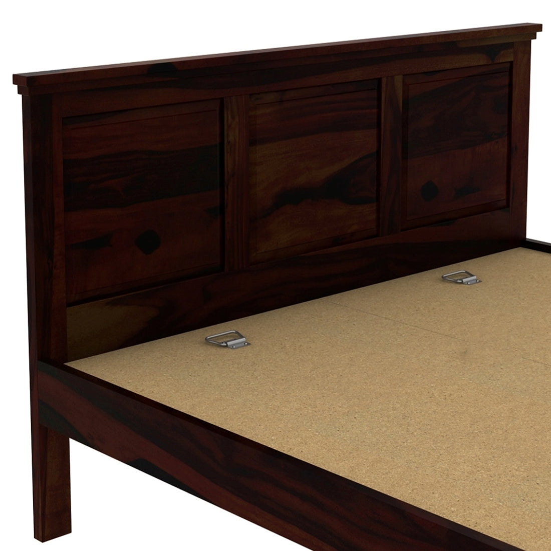 Stainfleld Solid Wood King Size Bed In Walnut Finish Premium Non-Storage Wooden Bed Frame