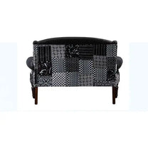 Maharani Sofa Vintage Black Leatherette 2-Seater Sofa with Wooden Legs