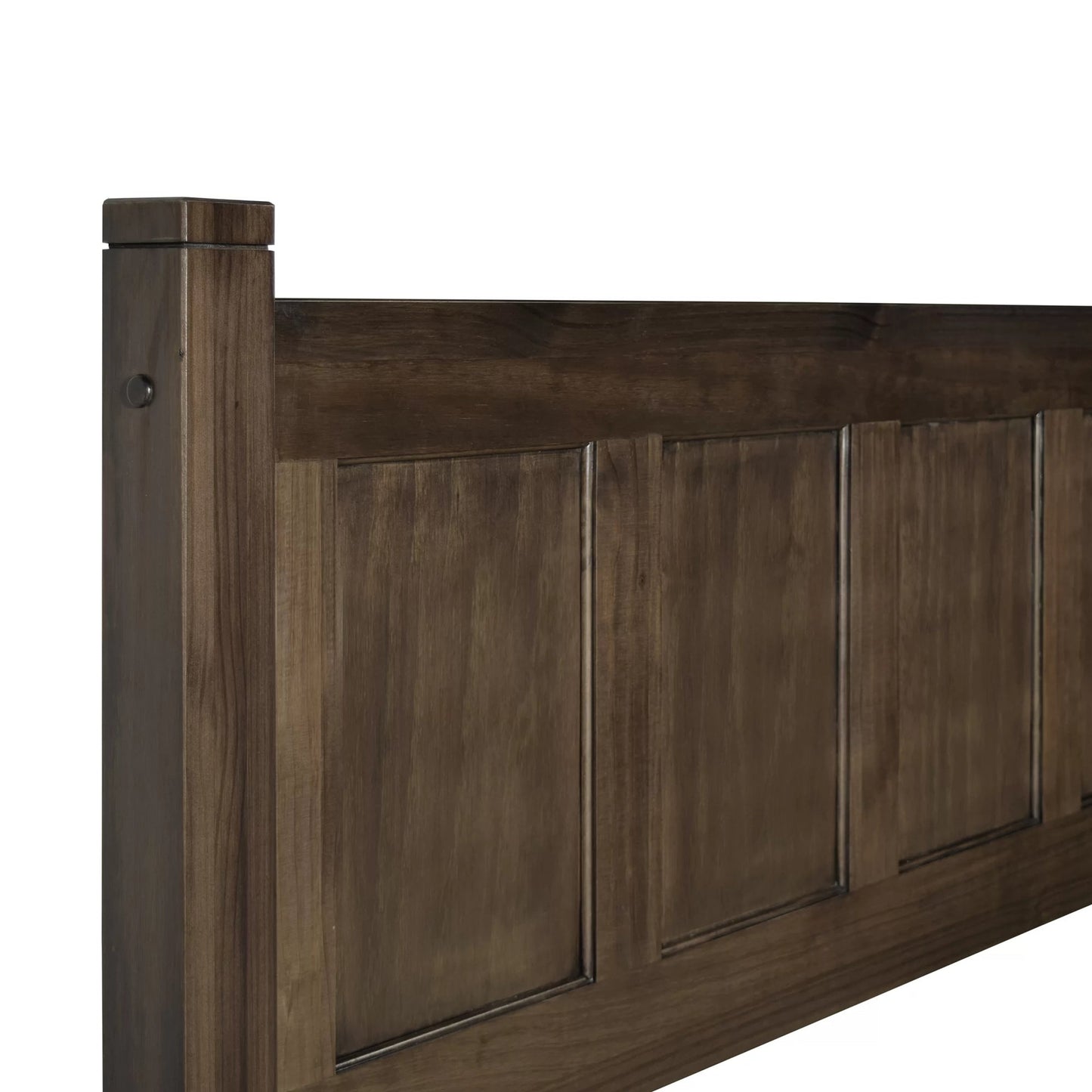 Aker Solid Wood Platform Bed  with Paneled Headboard | Dark Brown Finish