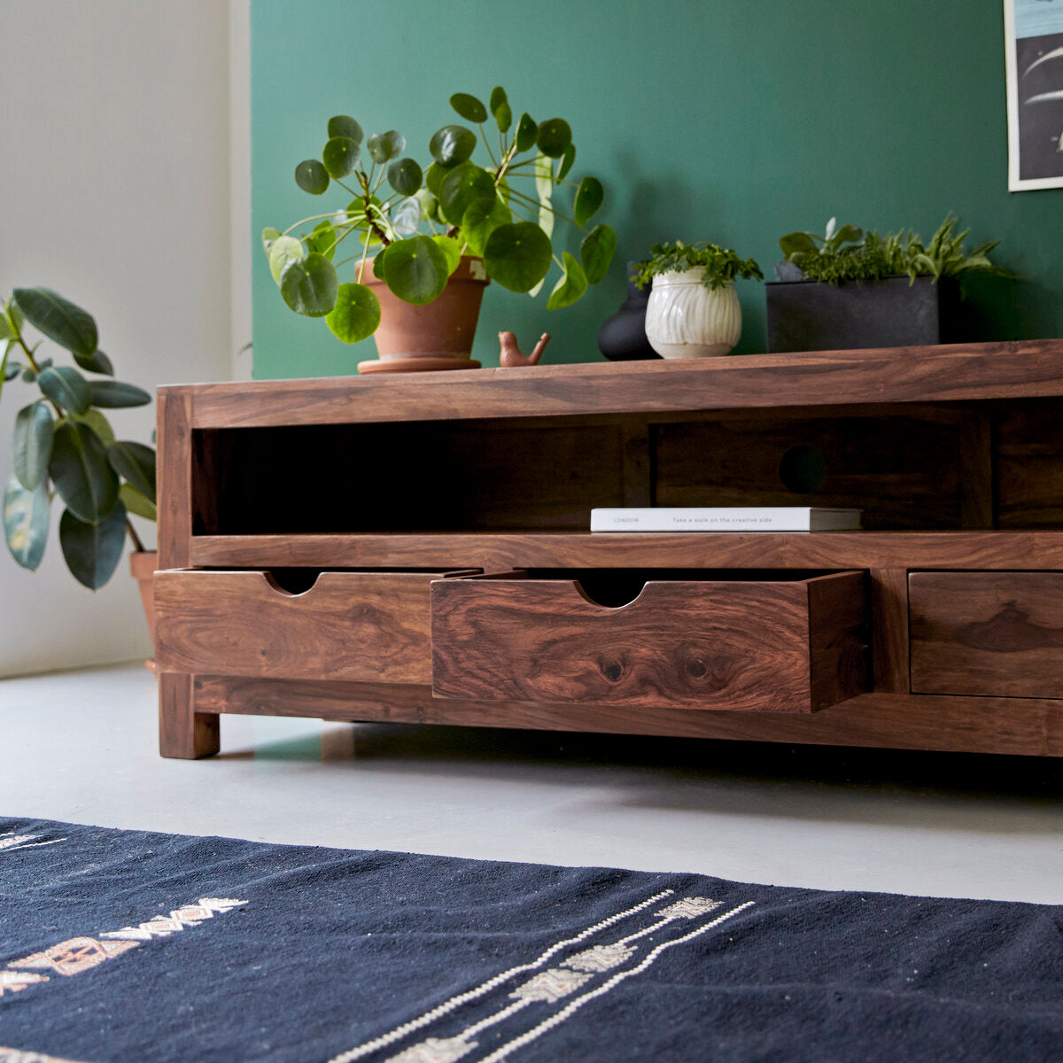 Mid-Century Modern Solid Wood TV Stand