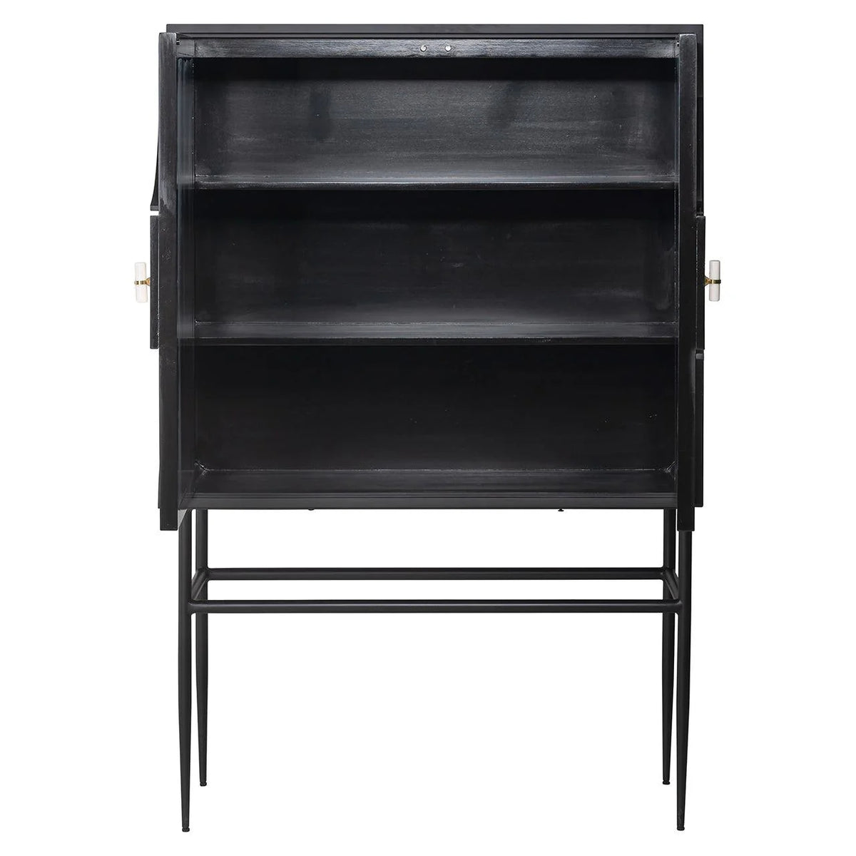 Magnus Solid Mango Wood Cabinet with Two Door in Black Finish