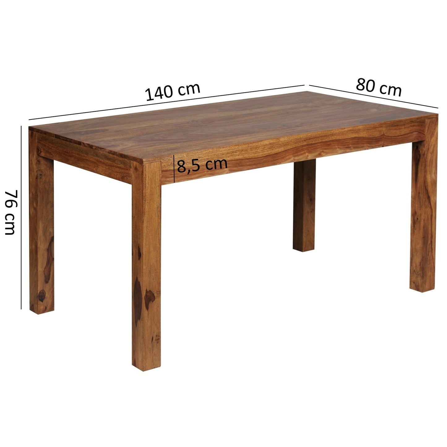 Solid Sheesham Wood Dining Table Contemporary Block-Leg Design