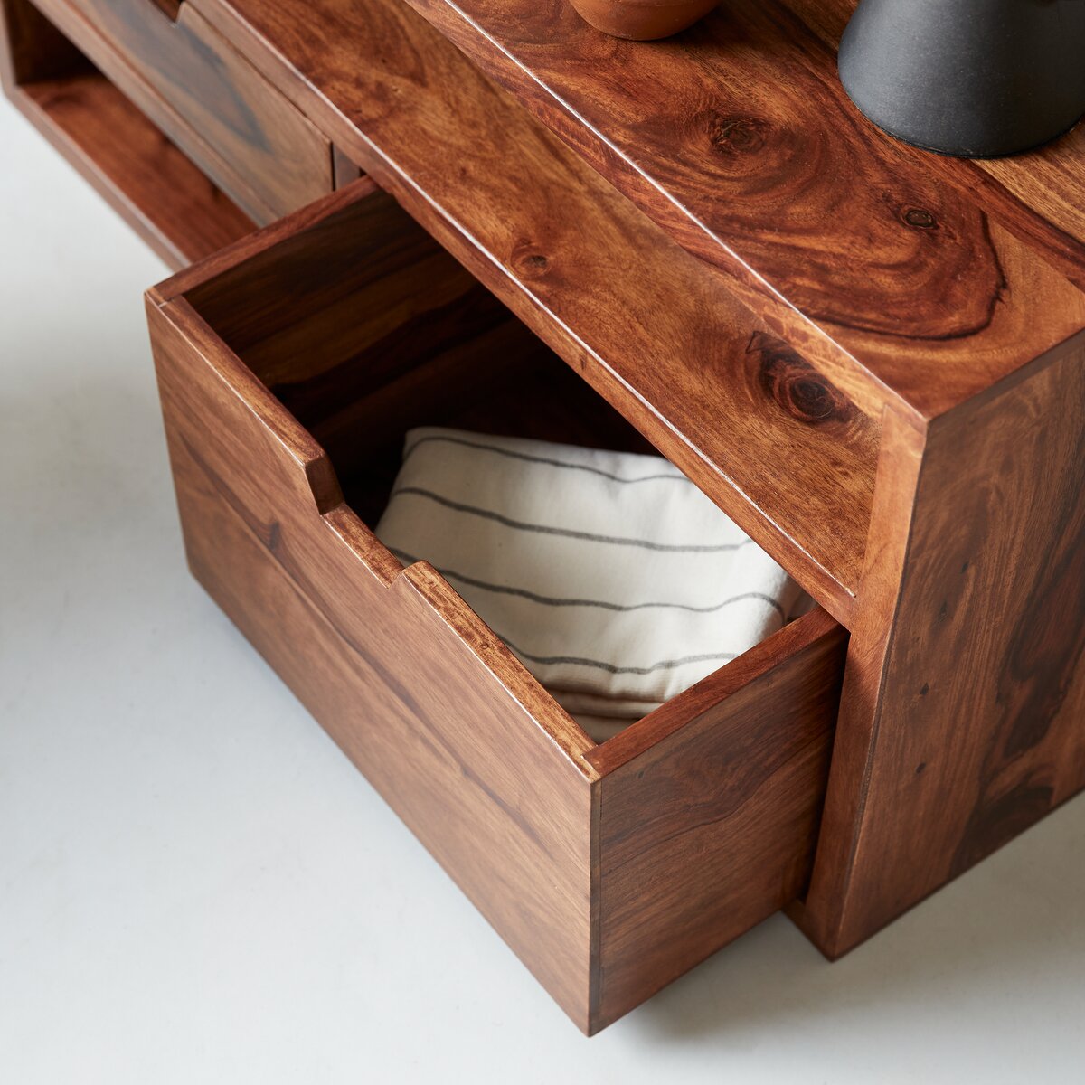 Trestle Solid Sheesham Wood TV Unit  In Honey Oak Finish