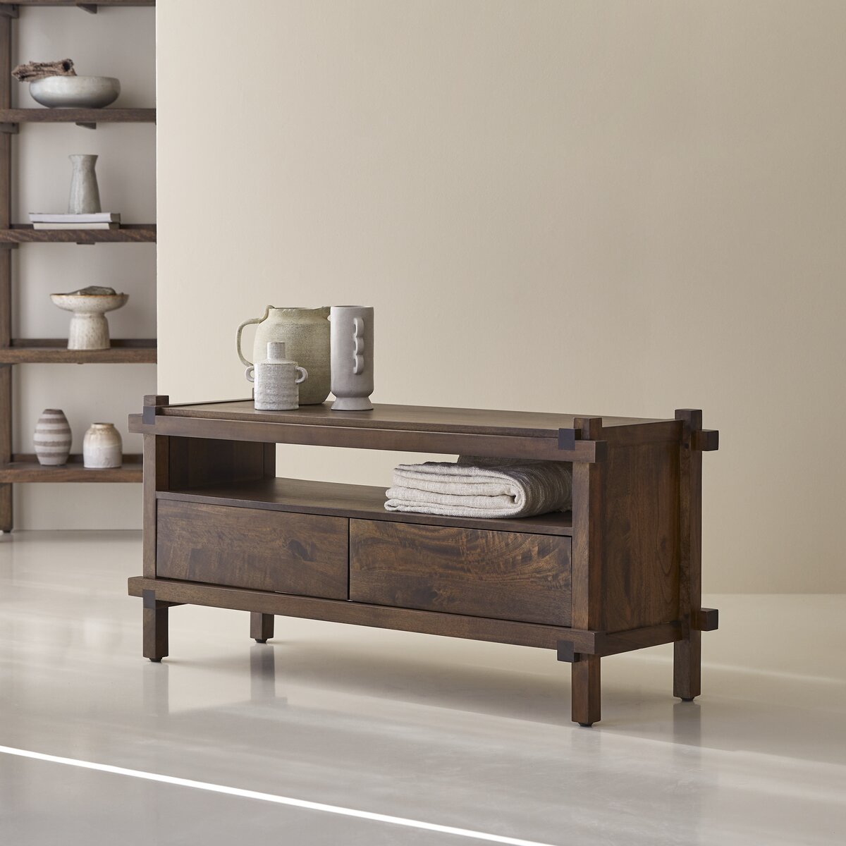 Kanto Dark Walnut Entertainment Unit with Storage