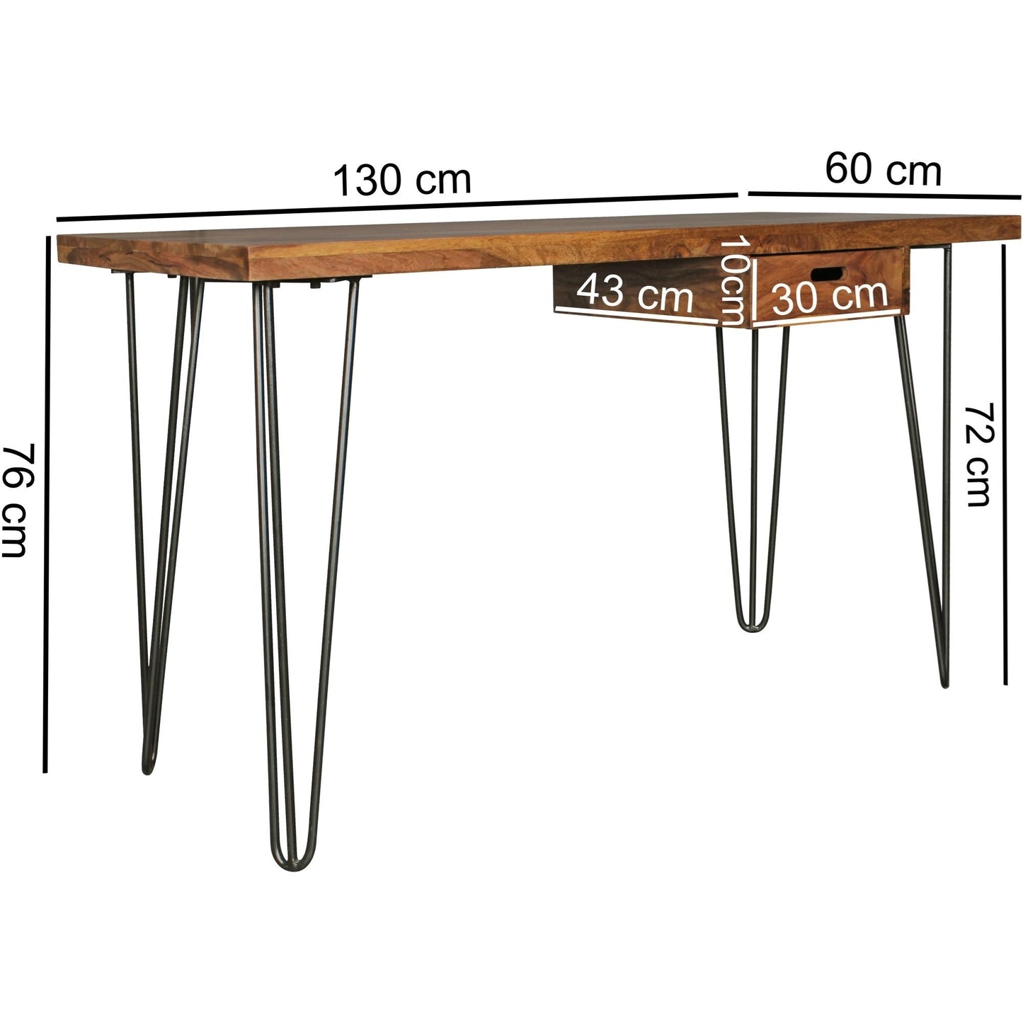 Solid Wood Sheesham Study Table | Rustic Modern Home Office Writing Desk