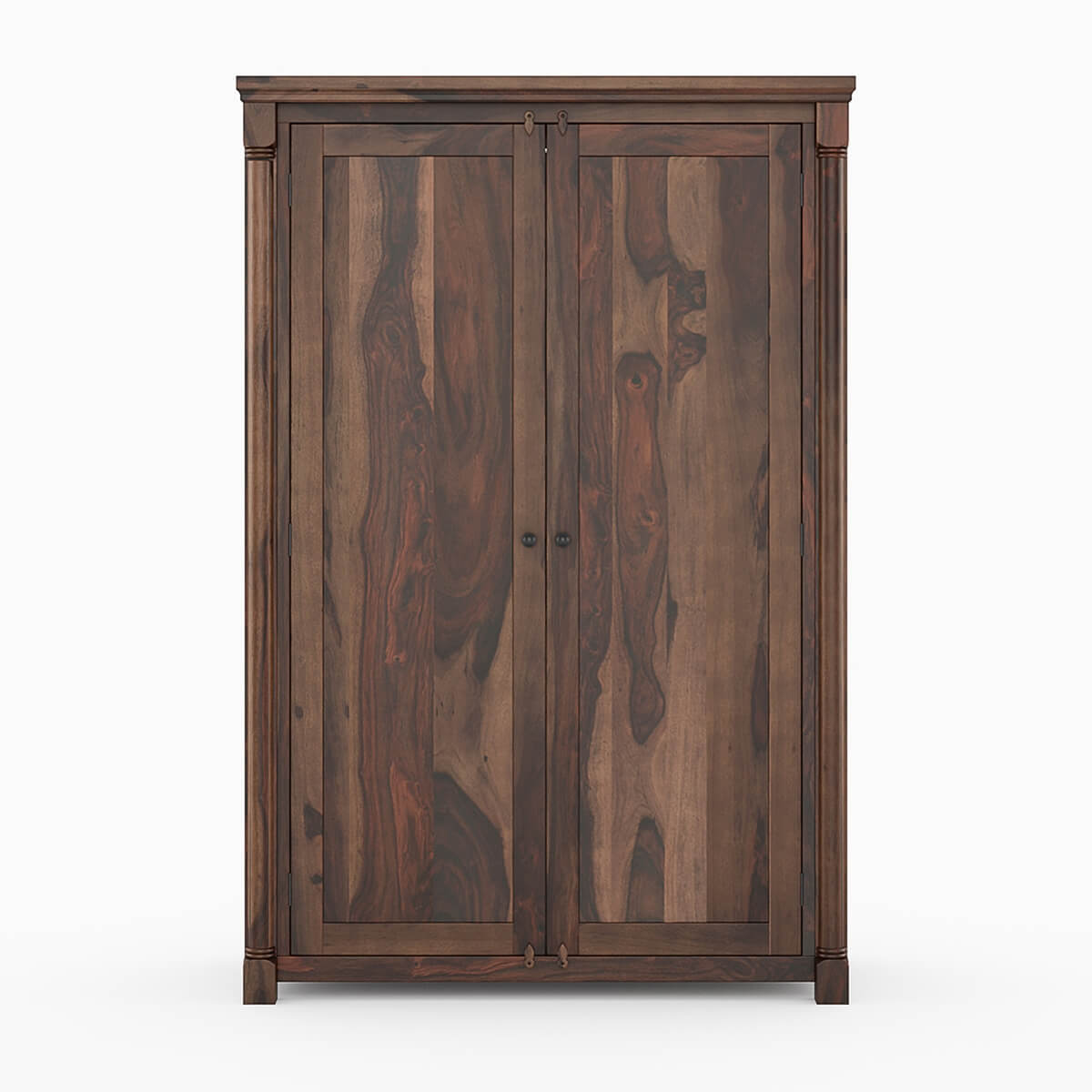 Classic Sheesham Wood 2-Door Wardrobe with Multi-Level Storage