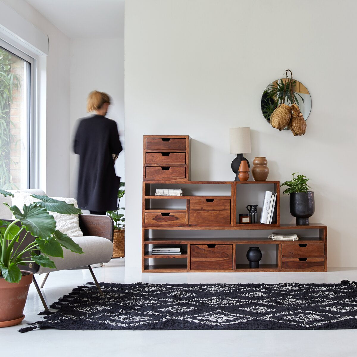 Trestle Solid Sheesham Wood TV Unit  In Honey Oak Finish