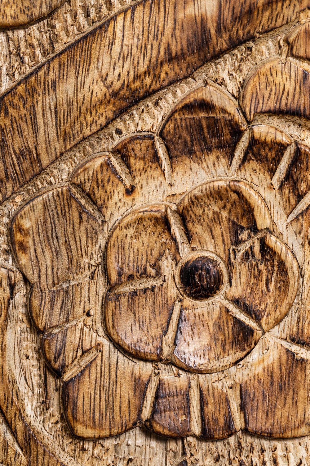 Hand-Carved Mandala Mango Wood Sideboard with 2 Door in Natural Finish