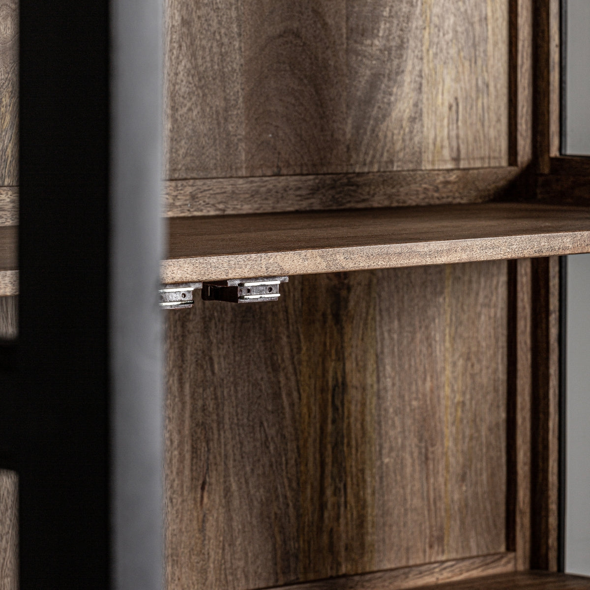 Industrial Farmhouse Black Solid Mango wood with 2 door Bookshelf in Rustic Black Finish