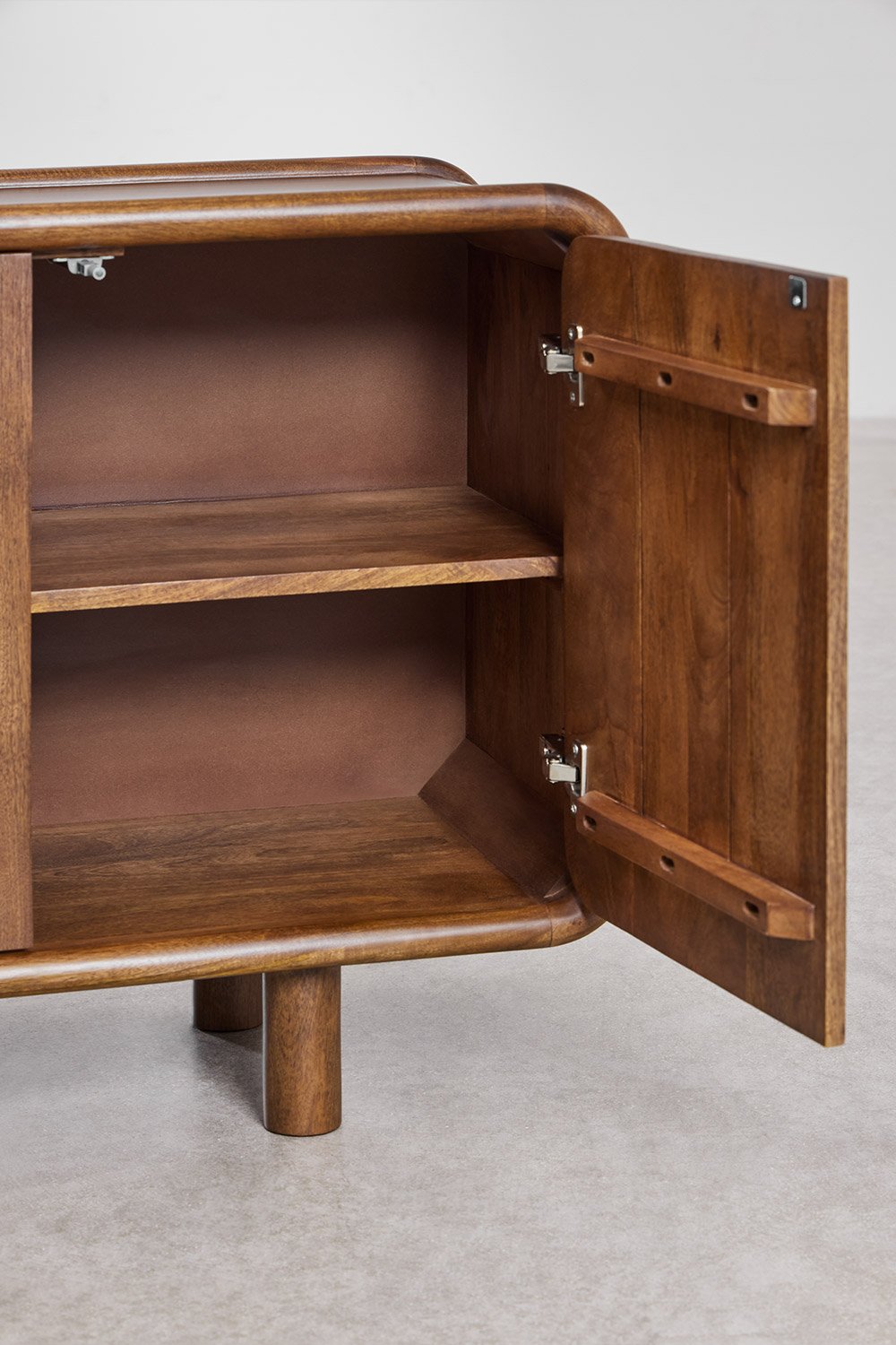 Retro Sculptural Sideboard | Barrel-Shape 4-Door Media Console with Rounded Edges