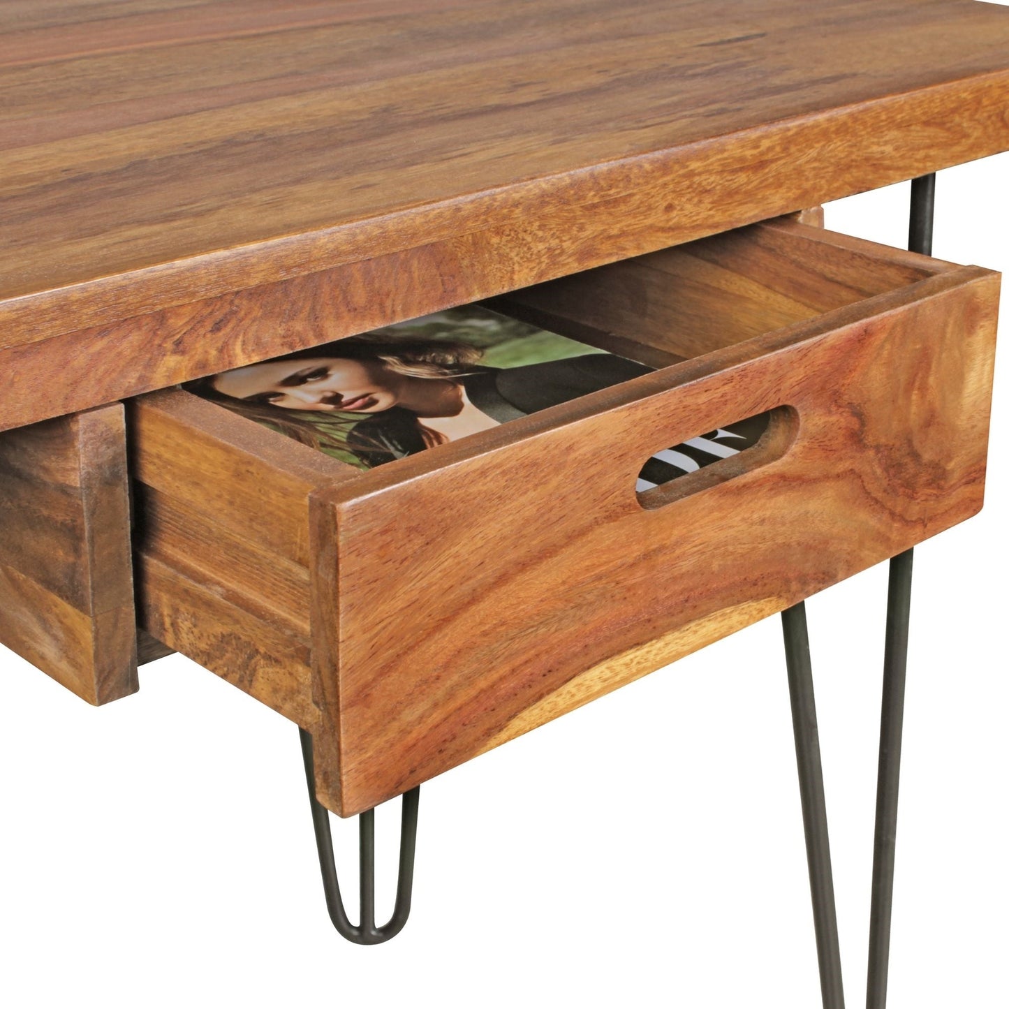 Solid Wood Sheesham Study Table | Rustic Modern Home Office Writing Desk