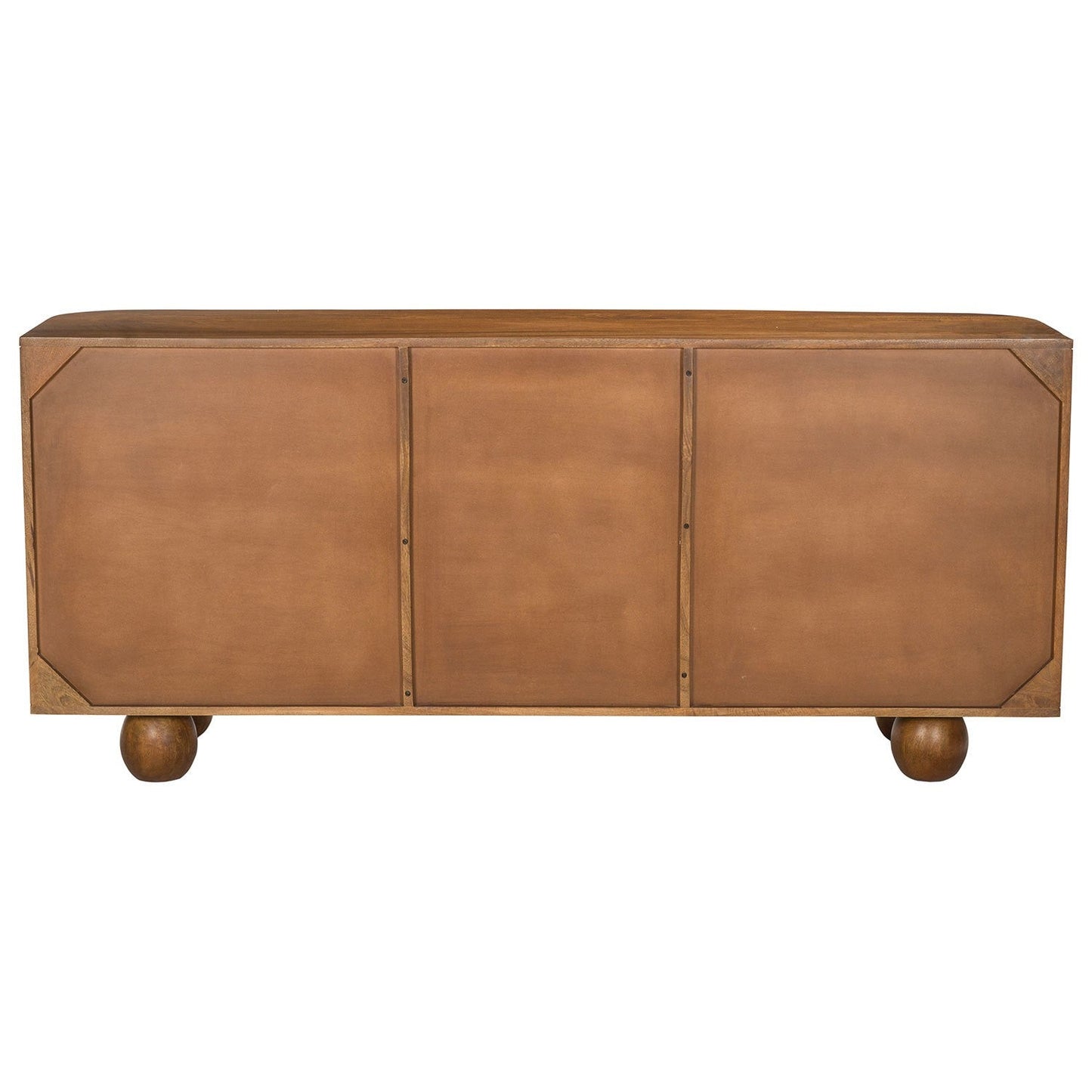 Walnut Finish 3-Door Sideboard with Quarter-Circle Inlay and Ball Fee