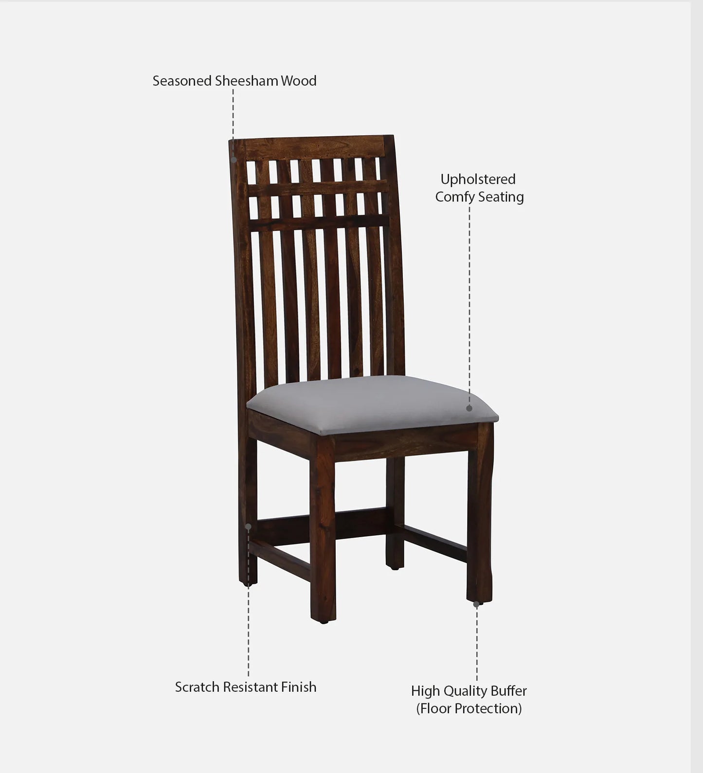Drusilla Sheesham Solid Wood Slat Back Dining Chair In Provincial Teak Finish (Set Of 2)