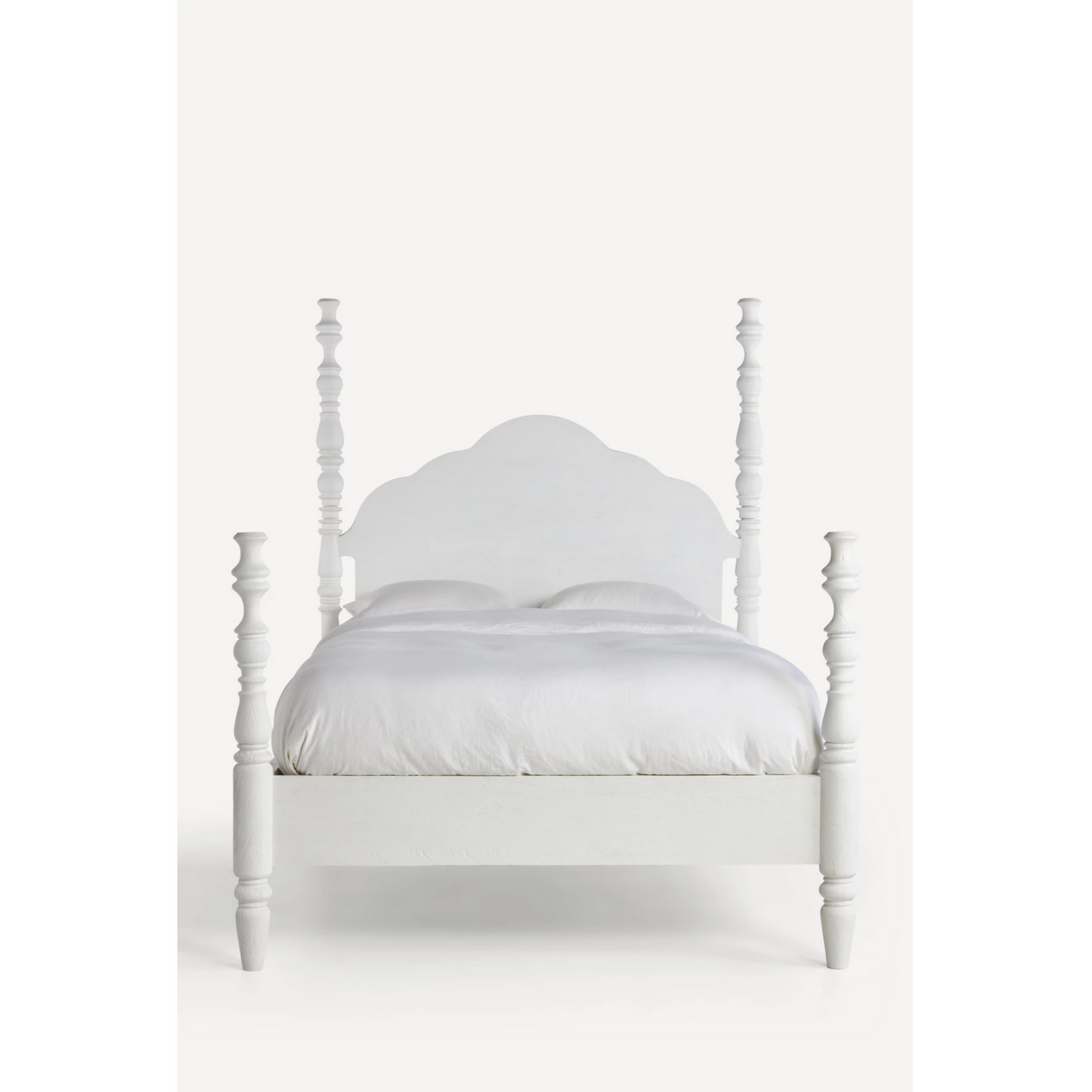 Tiana Solid Mango Wood King Size Non Storage Bed in White Finish