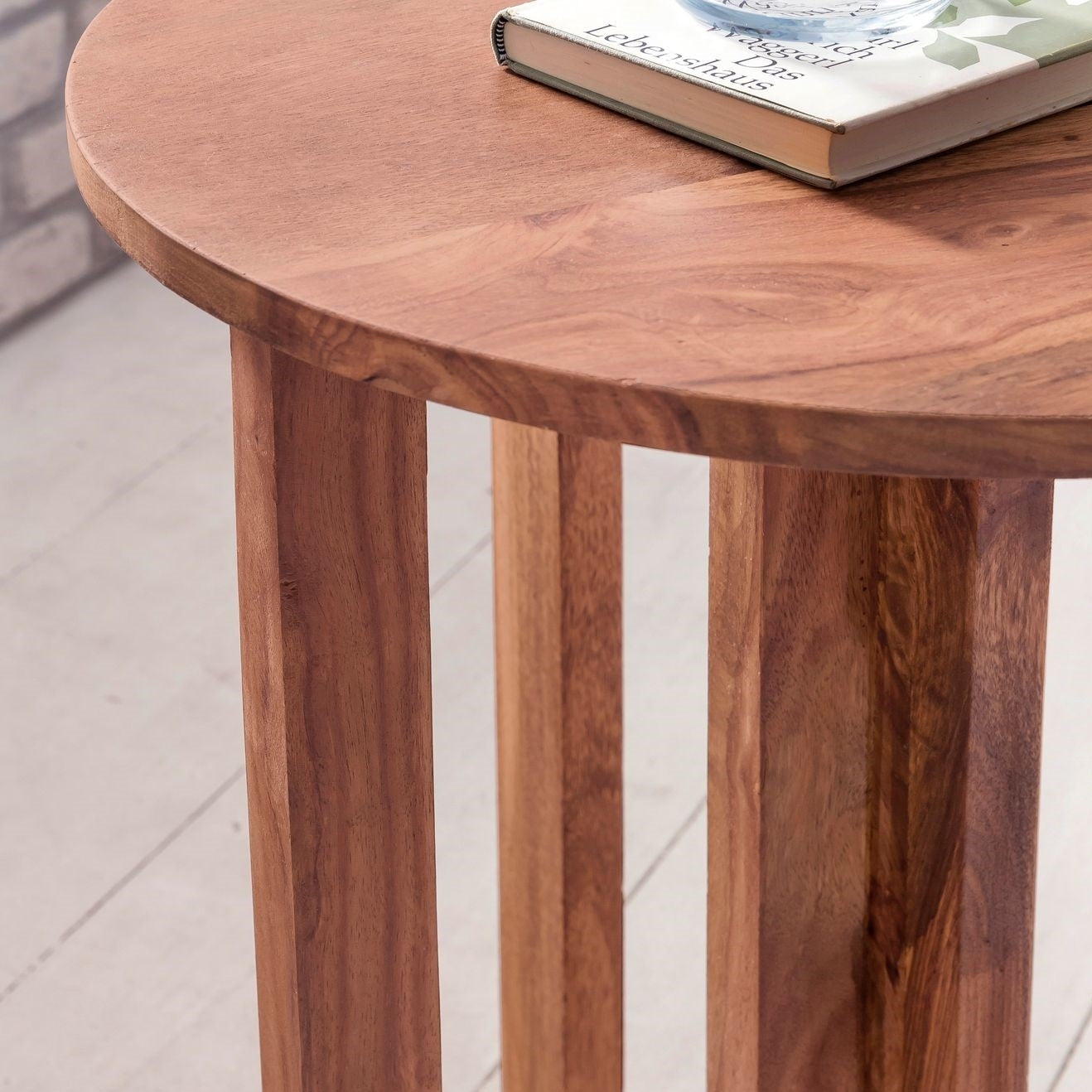 Hand Carved Mango Wood Round Side Table