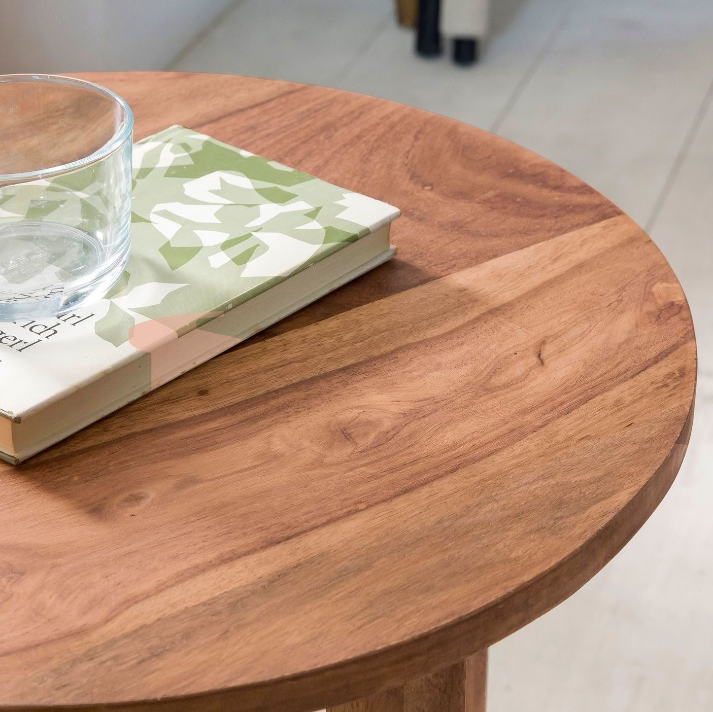 Hand Carved Mango Wood Round Side Table