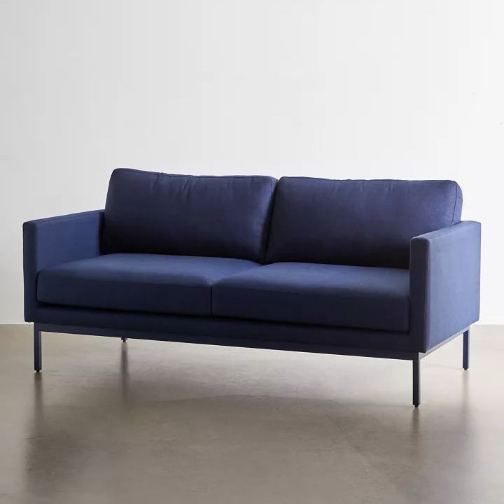 Helios Modern Navy Blue Upholstered 2-Seater Sofa