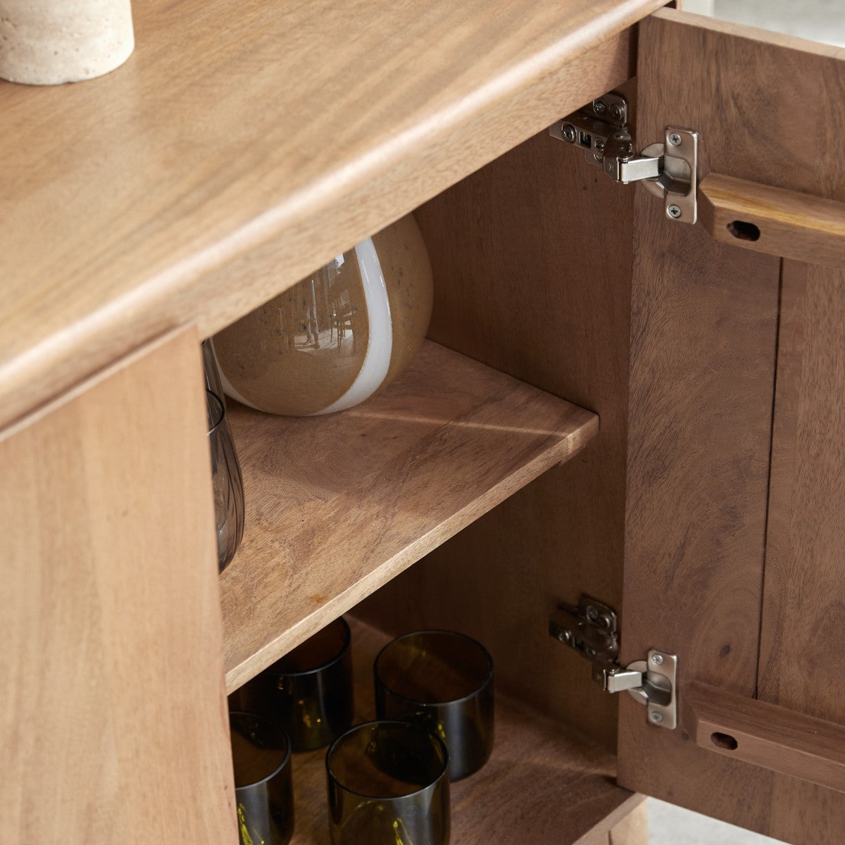 Scandi-MCM 4-Door Sideboard In Light Oak Finish
