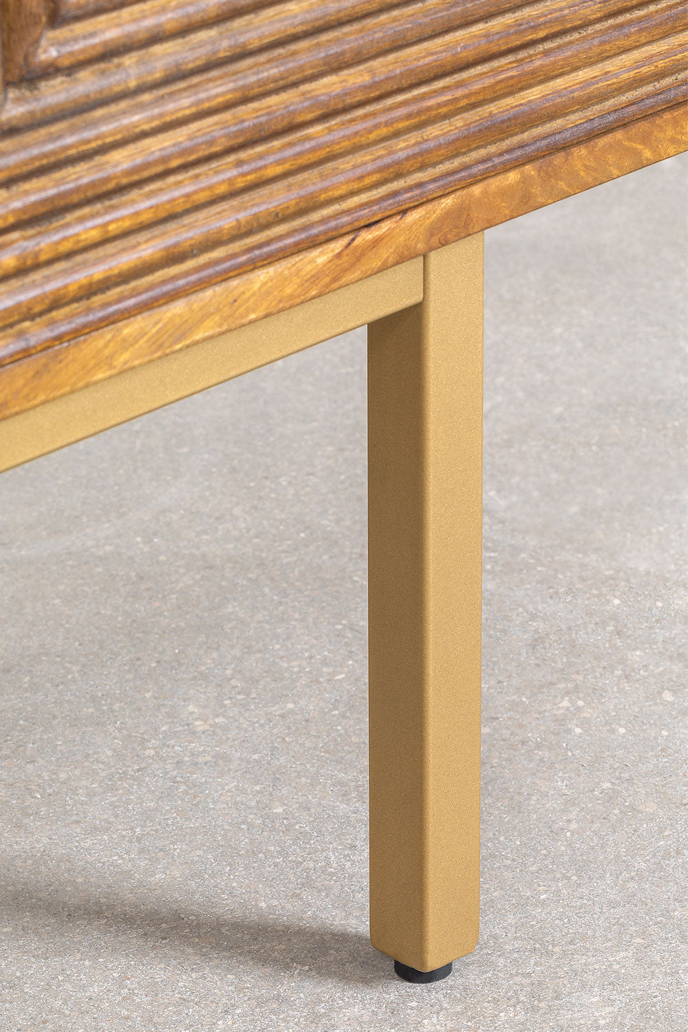 Elysian Fluted Mango Wood Sideboard | 3 Door in Natural Finish with Brushed Gold Legs