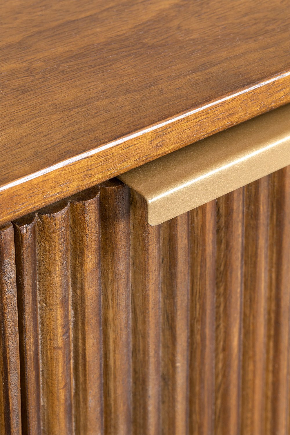 Elysian Fluted Mango Wood Sideboard | 3 Door in Natural Finish with Brushed Gold Legs