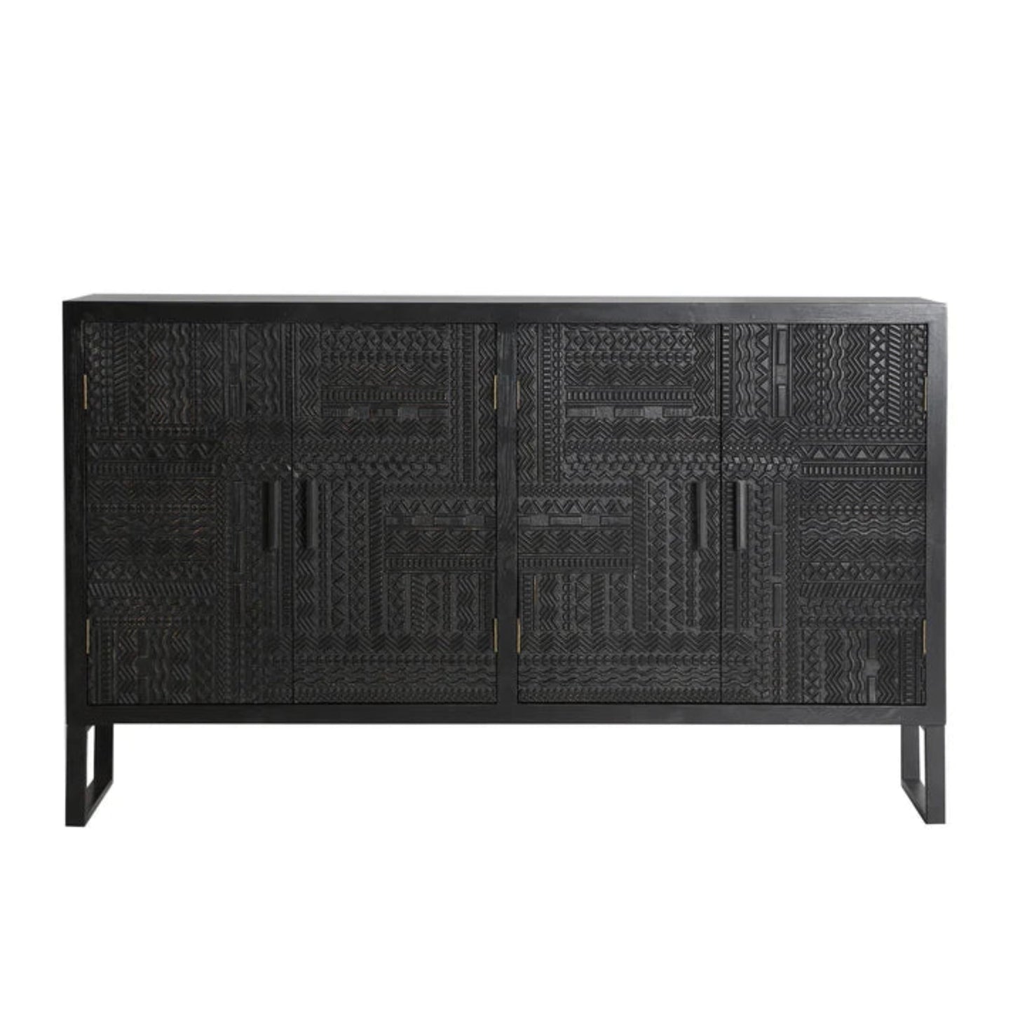 Admire Solid Mango wood Sideboard with 4 Door in Dark Finish with Metal Base