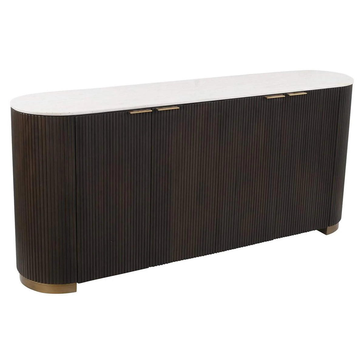 Modern Ribbed  Acacia Wood Sideboard with 2 Door & 3 Drawer in Provincial Teak Finish