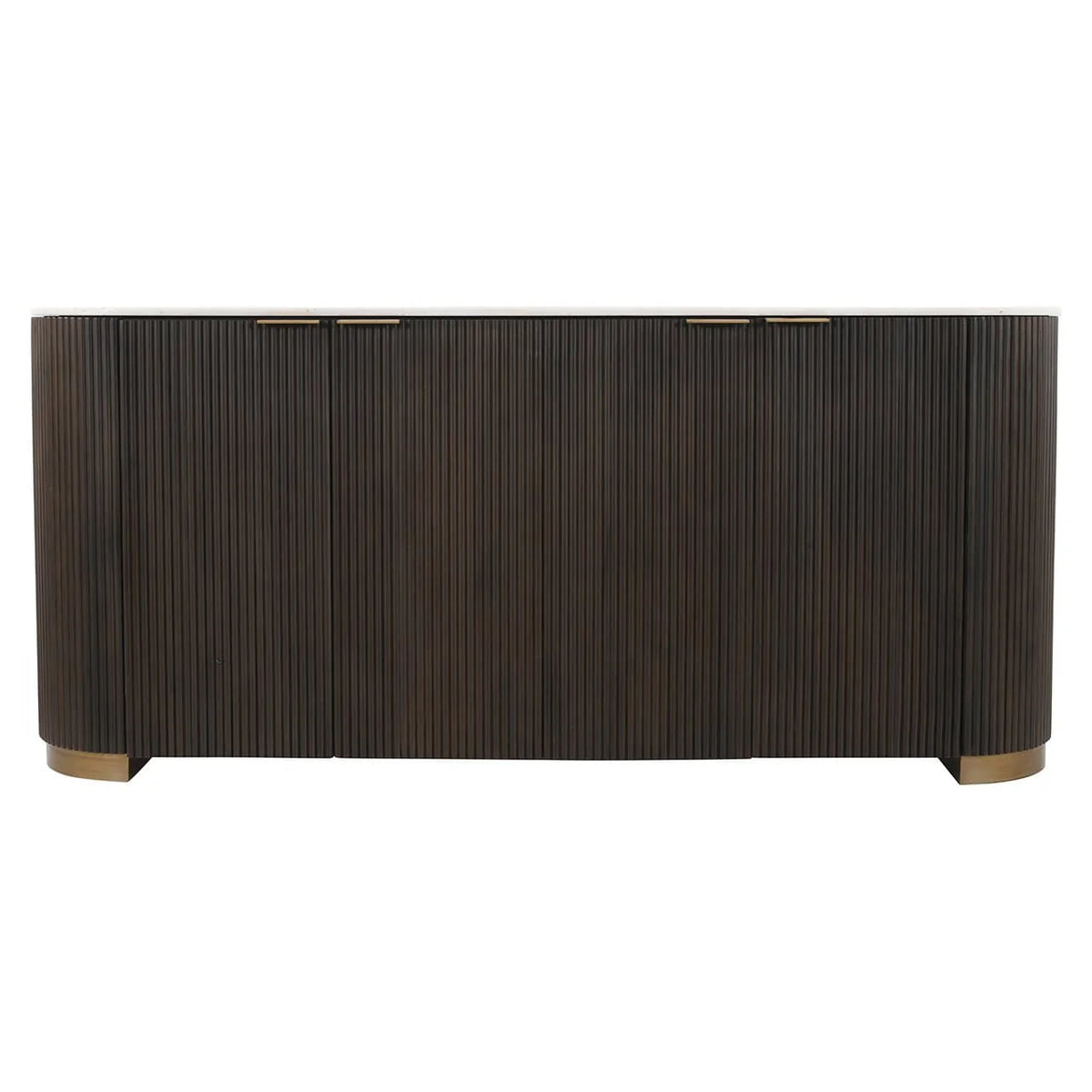 Modern Ribbed  Acacia Wood Sideboard with 2 Door & 3 Drawer in Provincial Teak Finish