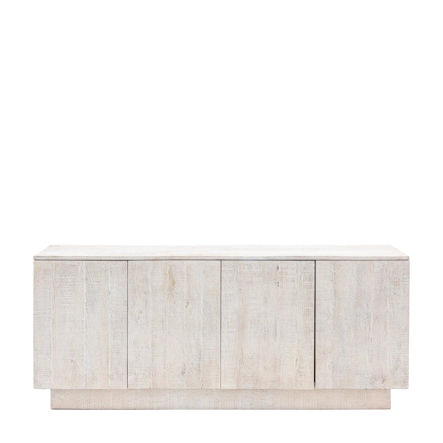 Sjaelland Whitewash Solid Mango Wood Sideboard with 4 Door in White Finish