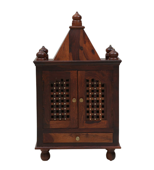 Sheesham Wood Mandir with Door | Floor Rested Home Temple