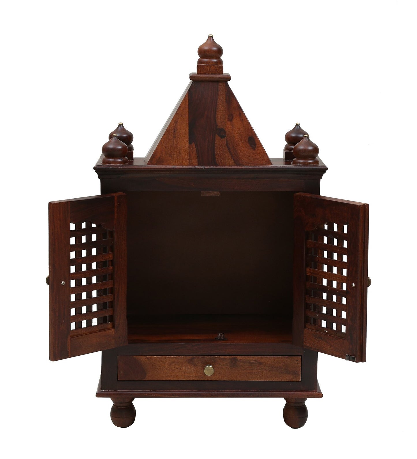 Sheesham Wood Mandir with Door | Floor Rested Home Temple