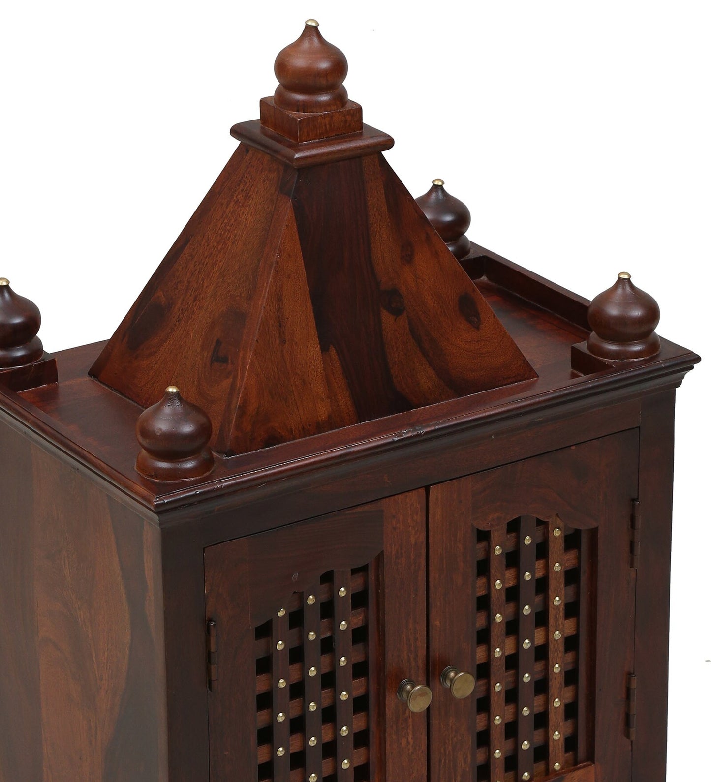 Sheesham Wood Mandir with Door | Floor Rested Home Temple