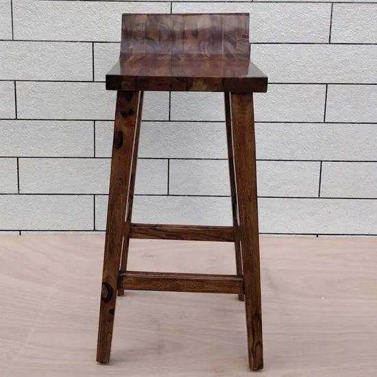 Mac Solid Wood Bar Chair with Contoured Seat and Curved Backrest