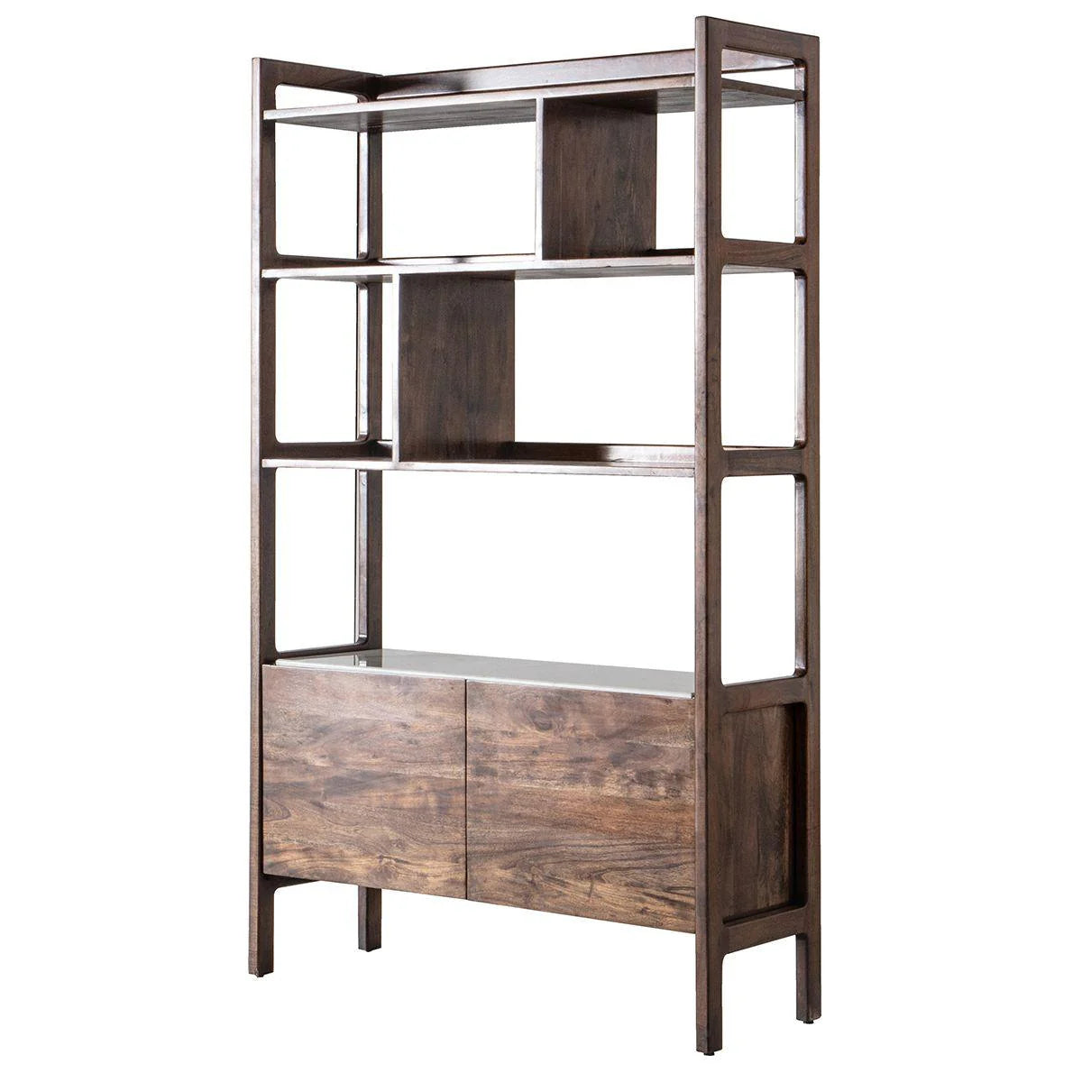 Cher Solid Acacia Wood Open Bookshelf in Provincial Finish