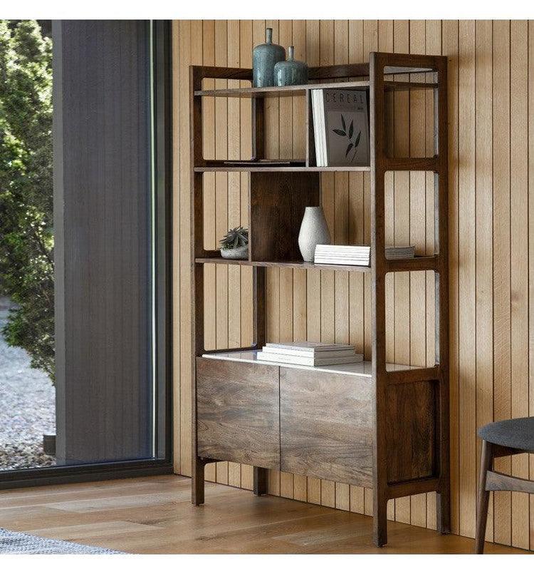 Cher Solid Acacia Wood Open Bookshelf in Provincial Finish