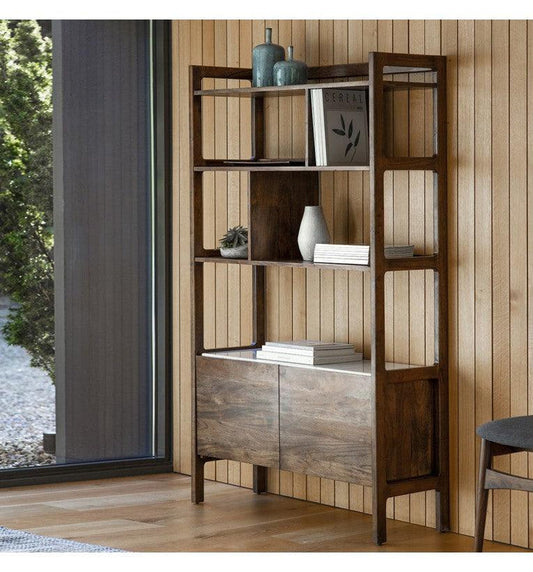 Cher Solid Acacia Wood Open Bookshelf in Provincial Finish