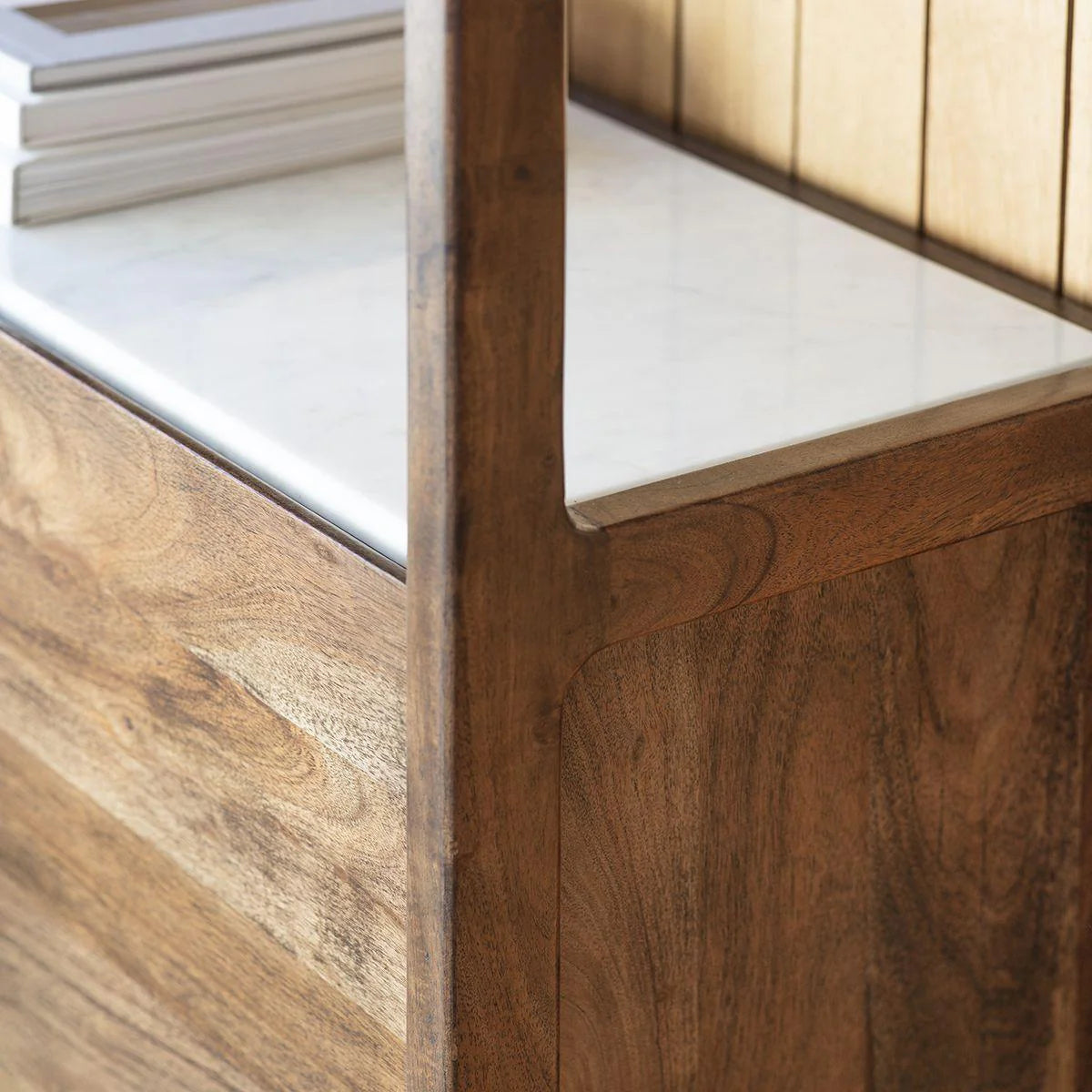 Cher Solid Acacia Wood Open Bookshelf in Provincial Finish