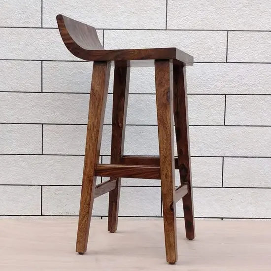 Mac Solid Wood Bar Chair with Contoured Seat and Curved Backrest