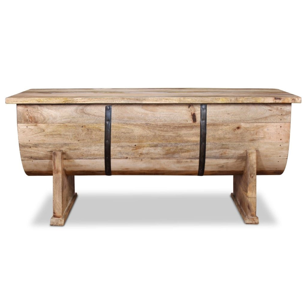 Rustic Mango Wood Barrel Trunk Coffee Table with Storage