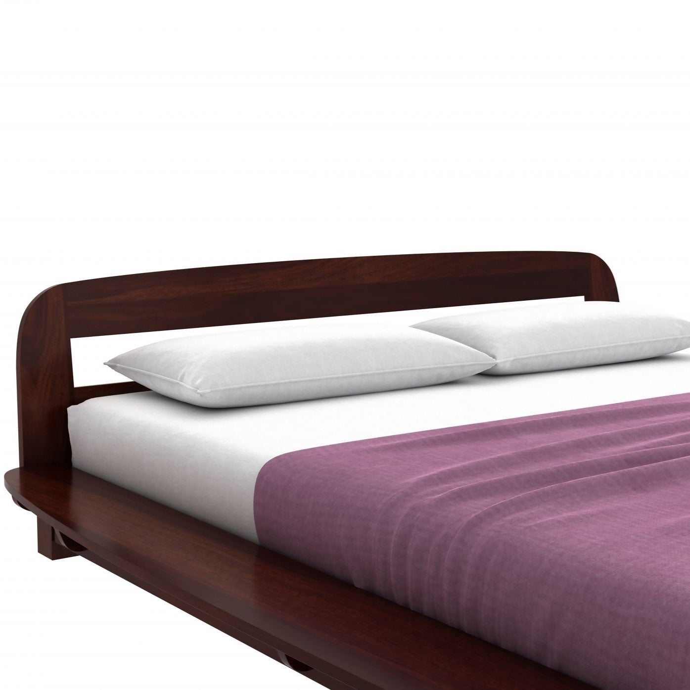 Louis Solid Wood King Size Without Storage Bed In Walnut Finish